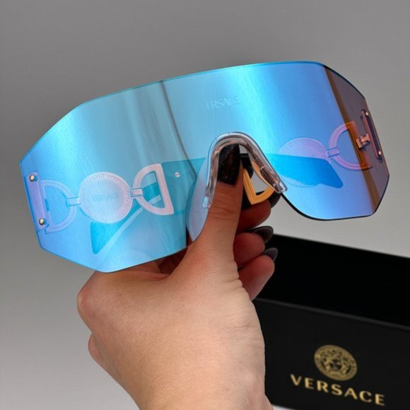 Versace VE2258 1002MA BRAND NEW Sunglasses Pink Mirrored Blue Shield Unisex main image 7
